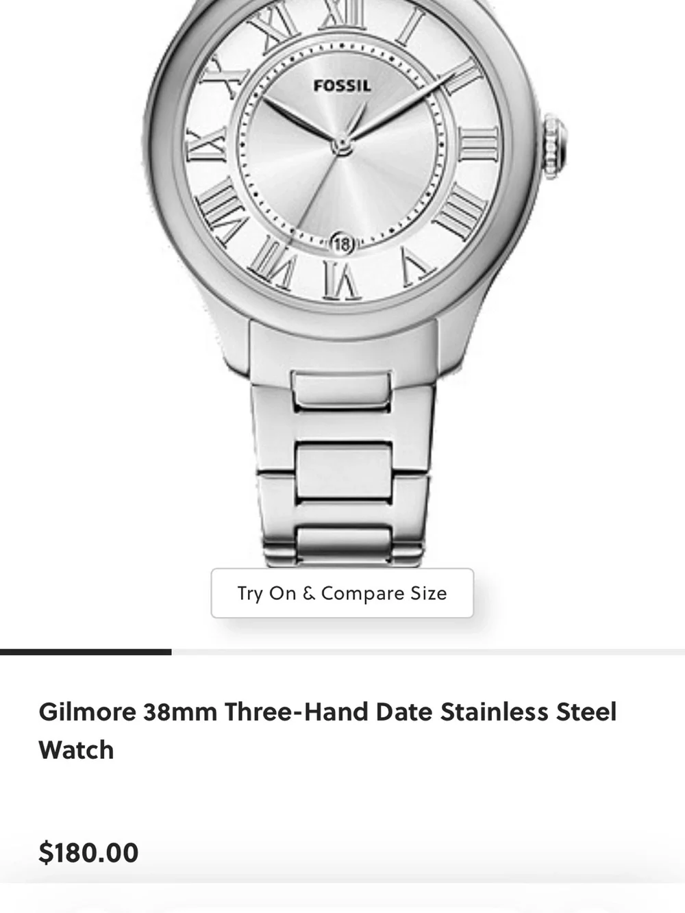 Fossil Silver-Tone Watch - Gilmore 38mm
